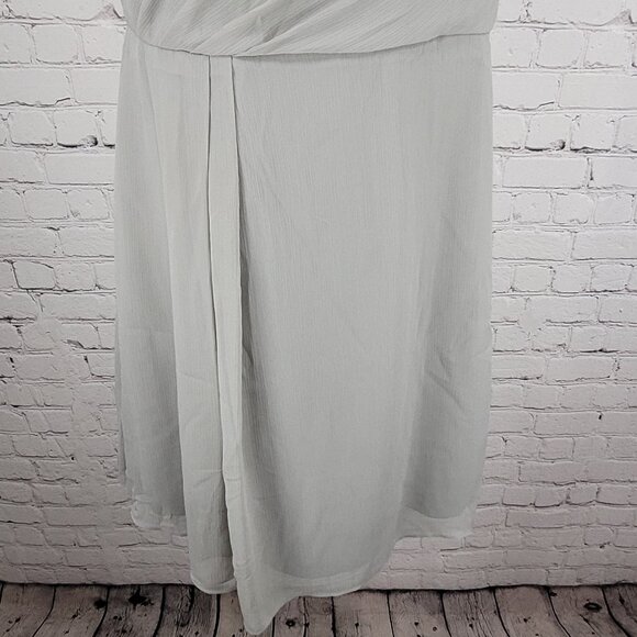 NWD David's Bridal Mercury Chiffon One Shoulder Pleated Short Lined Dress Size 8 - Picture 7 of 11